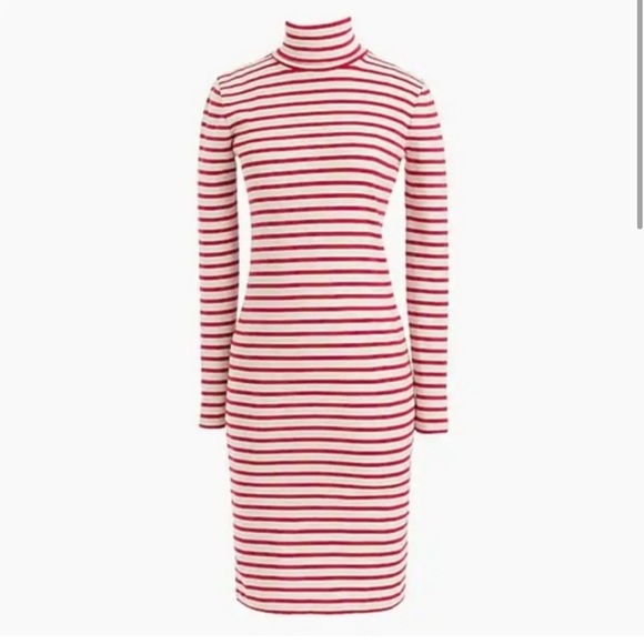 J.Crew Red & White Striped Turtleneck Dress - Picture 2 of 7